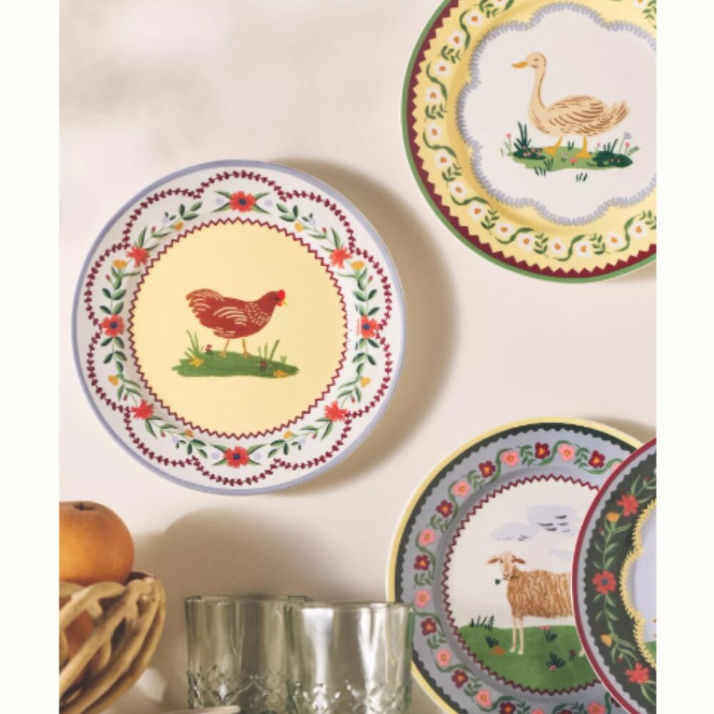 NIB Rifle Paper Co. Home Sweet Home Porcelain Dessert Plates, Set of 4 - Picture 4 of 4